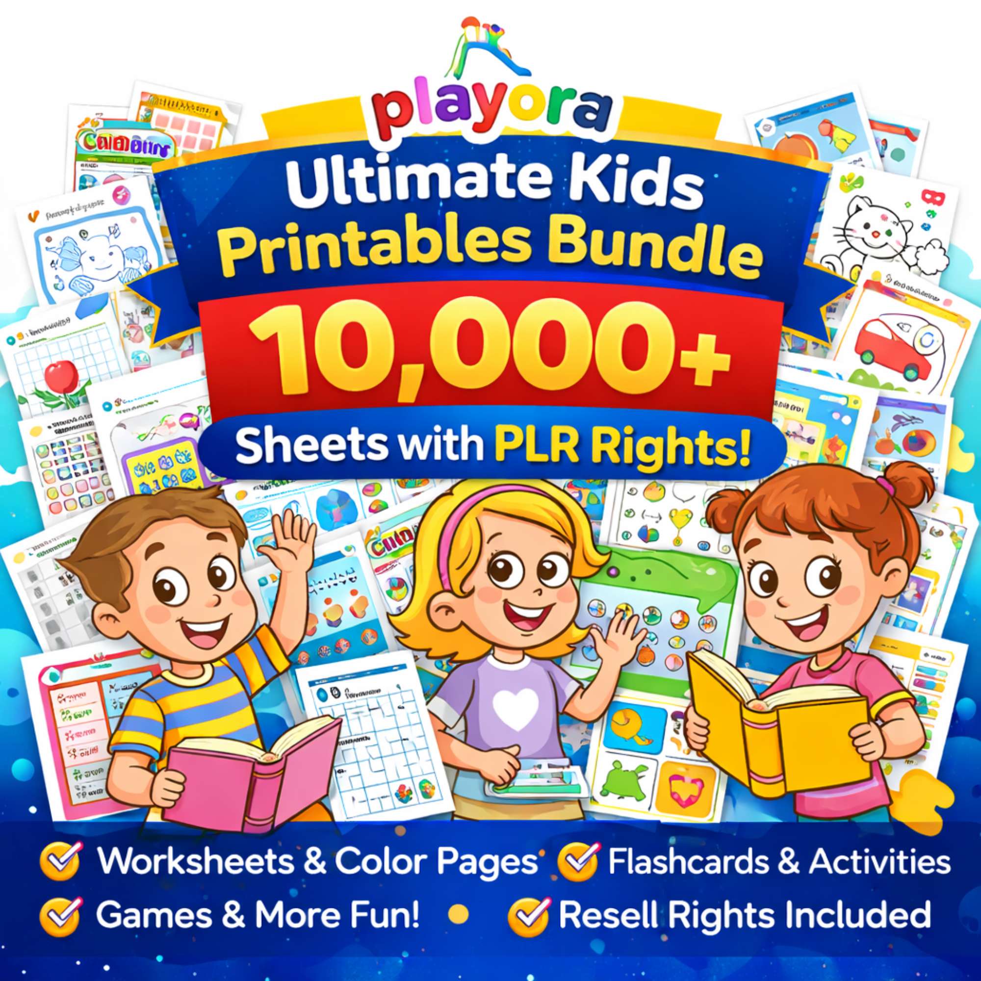 Playora Ultimate Kids Printables Bundle (10,000+ Sheets + PLR)